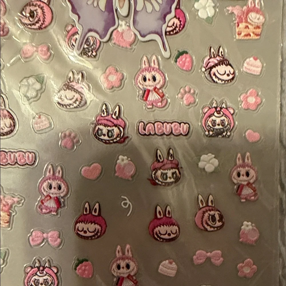 Cute Labubu Nail Decals Set